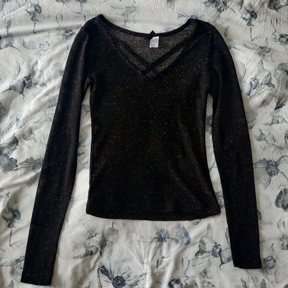 Black glitter full sleeve blouse